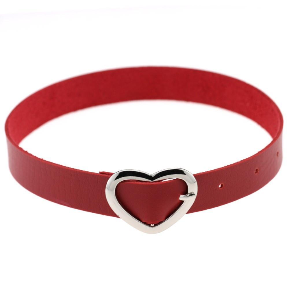 Leather Heart Buckle Belt Choker