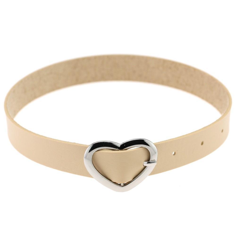 Leather Heart Buckle Belt Choker