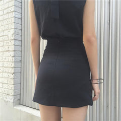 Left Side Lace Up Black Skirt