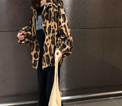 Leopard Print Windbreaker Sporty Zipper Jacket