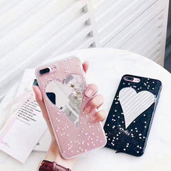 Mirror Heart Glitter Iphone Cover