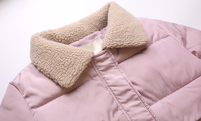 Padded Fluffy Collar Basic Pastel Colors Warm Coat Jacket