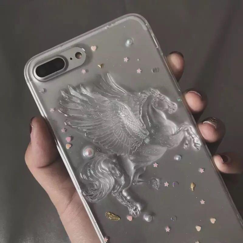 Pegasus Volume Transparent Sparkle Stars Iphone Case