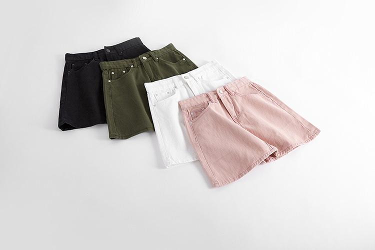 Pink Black Green Denim Above Knee Jean Skirt