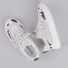 Pink White Cute Cow Print Harajuku Aesthetic Sneakers