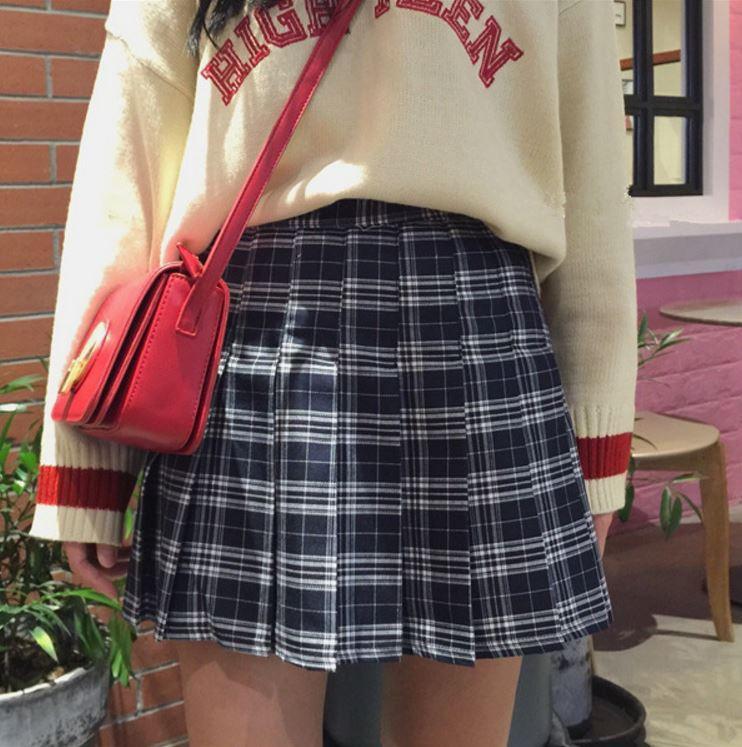 Plaid Cute School Style Pleated Skirt