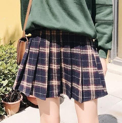 Plaid School Style  6 Colors Pleathed Skirt