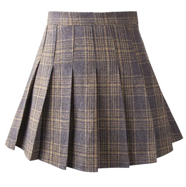 Plaid School Style  6 Colors Pleathed Skirt