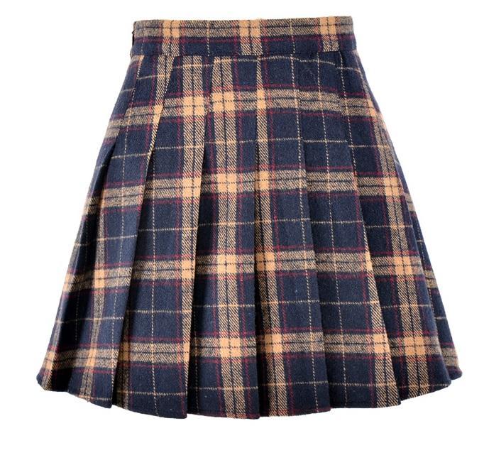 Plaid School Style  6 Colors Pleathed Skirt