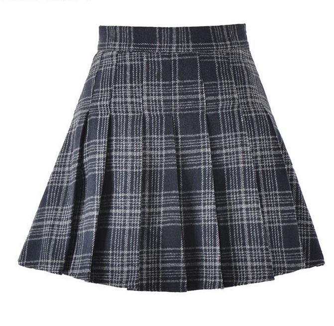 Plaid School Style  6 Colors Pleathed Skirt