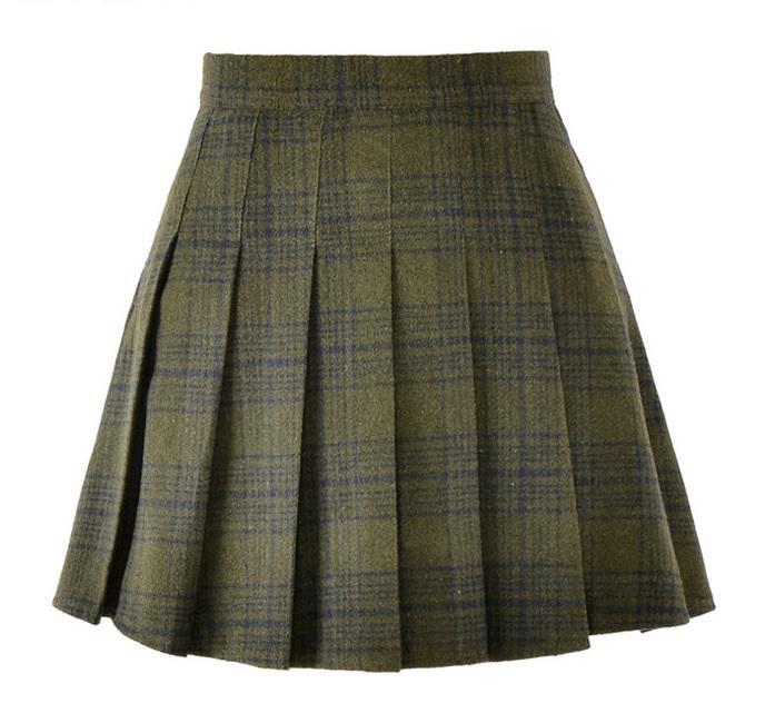 Plaid School Style  6 Colors Pleathed Skirt