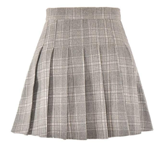 Plaid School Style  6 Colors Pleathed Skirt