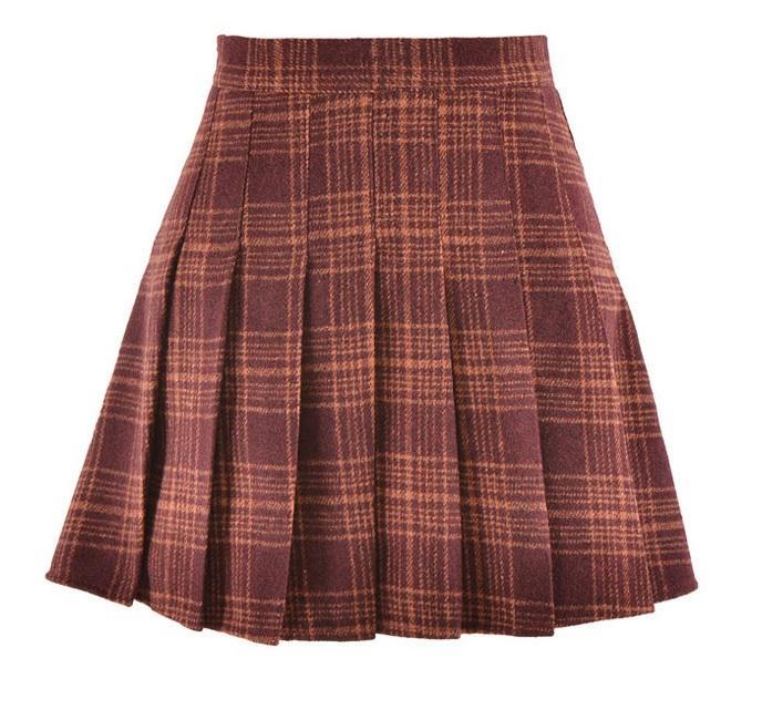 Plaid School Style  6 Colors Pleathed Skirt