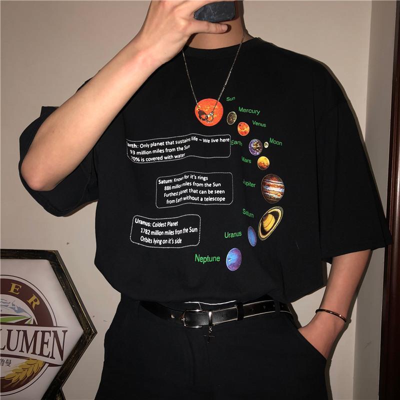 Planets Cosmic Solar System Print Oversized T-Shirt