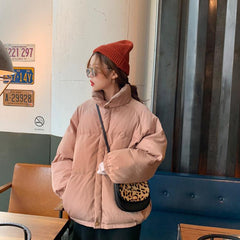 Puff Collar Pink Blue Red Black Warm Jacket