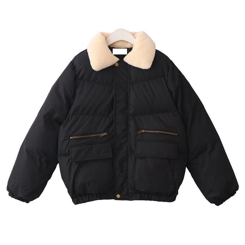 Puff Padded Faux Fluffy Collar Zipper Warm Outwear Coat Jacket