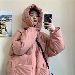 Puff Padded Solid Colors Hooded Outwear Jacket