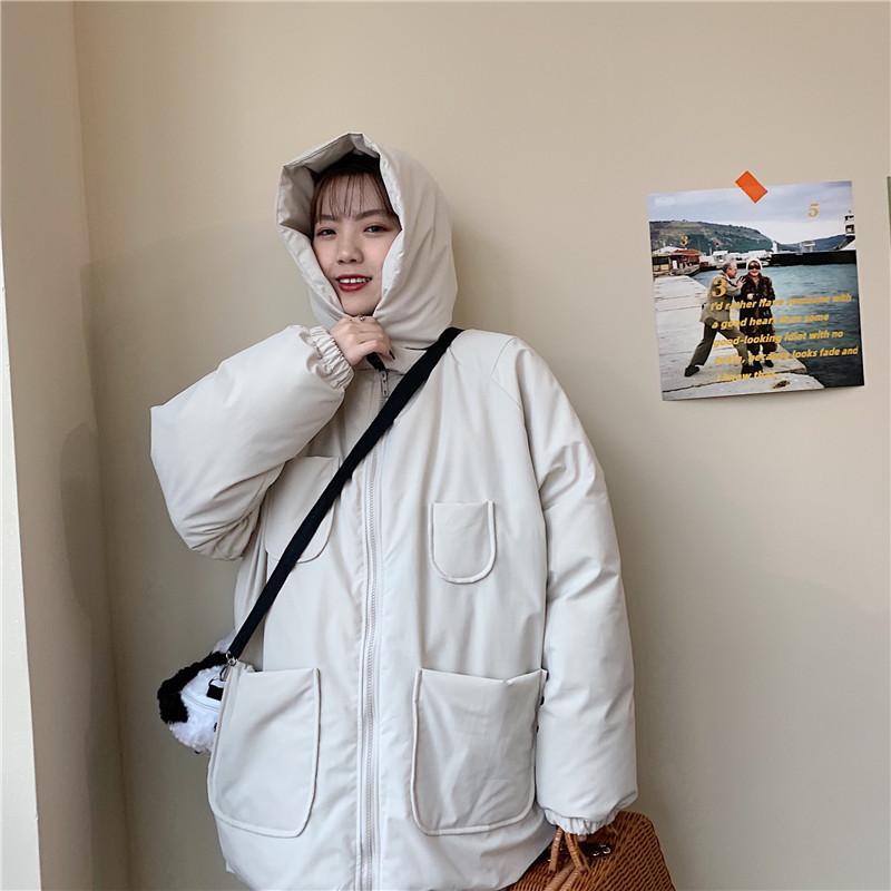 Puff Padded Solid Colors Hooded Outwear Jacket