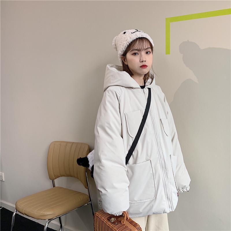 Puff Padded Solid Colors Hooded Outwear Jacket