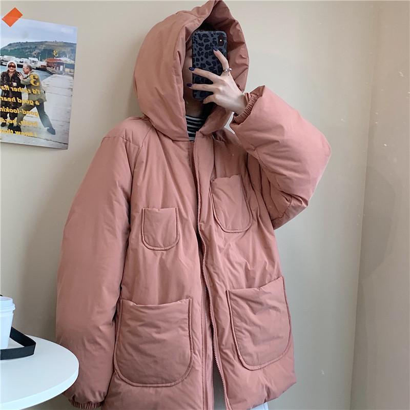 Puff Padded Solid Colors Hooded Outwear Jacket