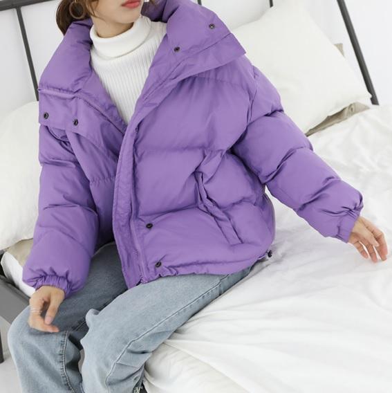 Puff Warm Oversize Quilted Lilac Outwear Zipper Jacket