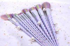 Purple Shell Spiral Mermaid Pearl Makeup Brushes Tools Set