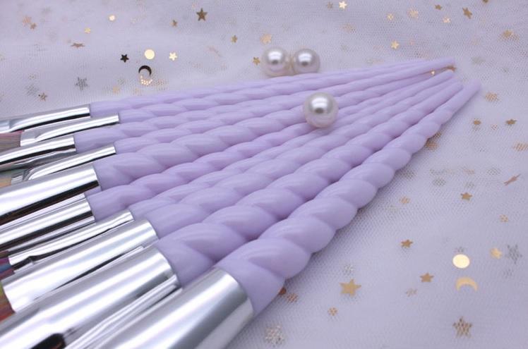 Purple Shell Spiral Mermaid Pearl Makeup Brushes Tools Set