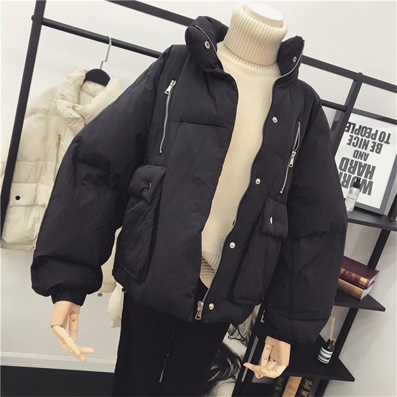 Quilted Puff Warm Outwear Black Pink Jacket