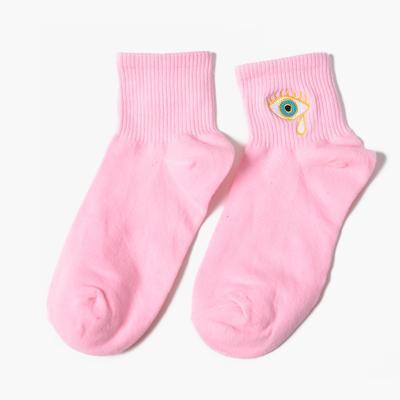 Rainbow Embroidery Cute Ankle Cotton Socks