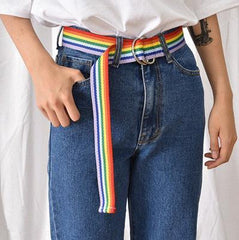 Rainbow Stripes Canvas Easy Belt