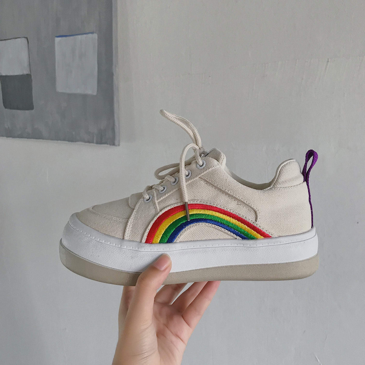 Rainbow Tumblr Aesthetic Flat Platform Sneakers