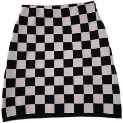 Retro Aesthetic Checkered High Waist Knit Mini Skirt