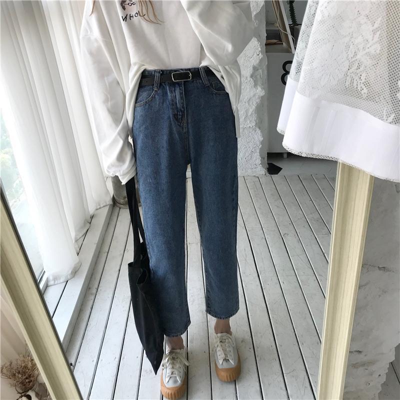 Retro Blue Black High Ankle Jeans