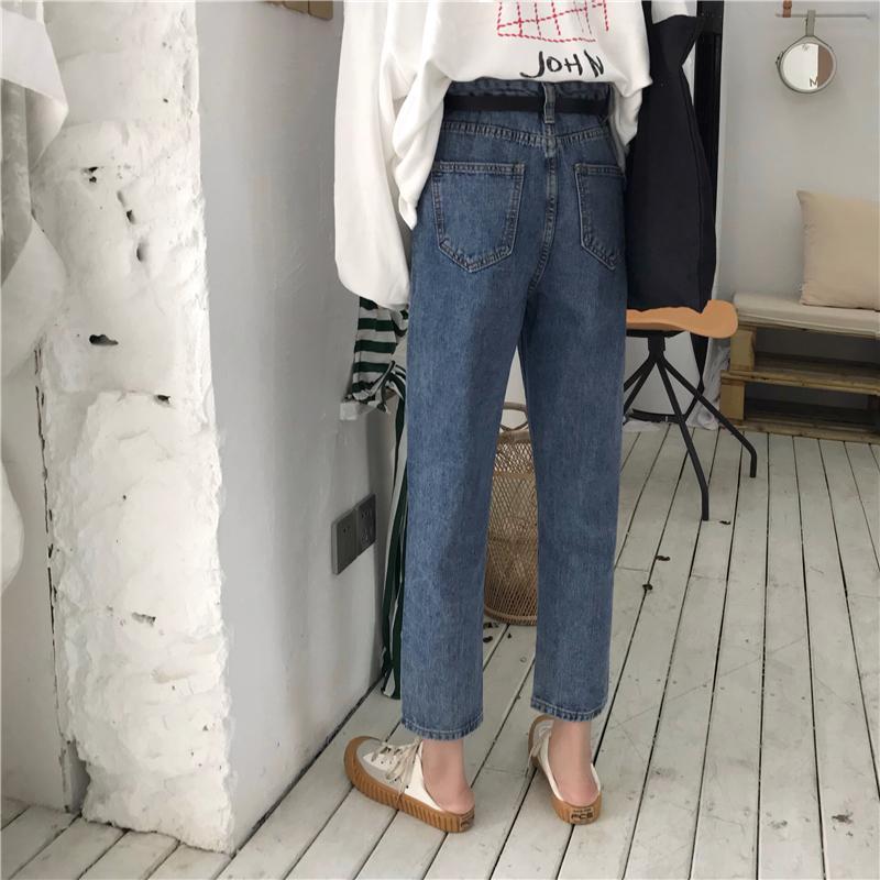 Retro Blue Black High Ankle Jeans