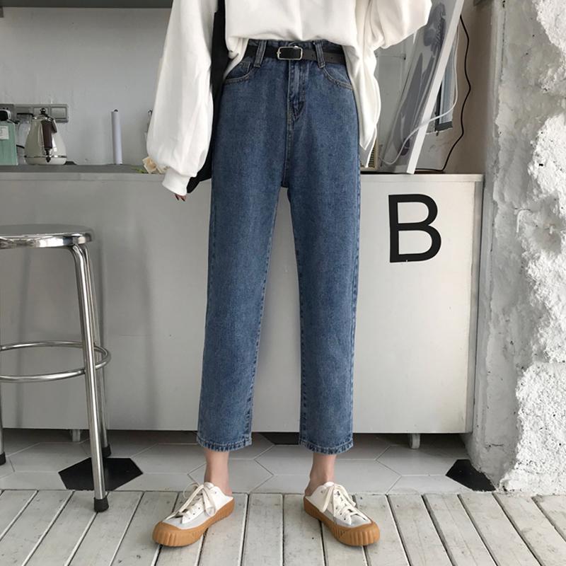 Retro Blue Black High Ankle Jeans