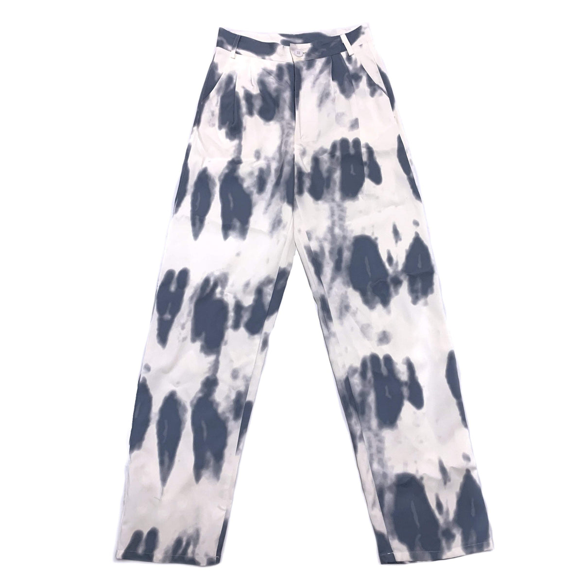 Retro Tie Dye Print Loose High Waist White Pants