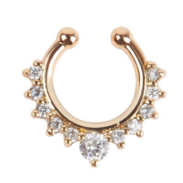 Rhinestones Steel Fake Septum Nose Rings