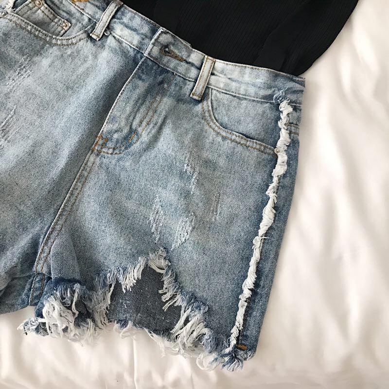 Ripped Off Summer Denim Light Blue Casual Shorts