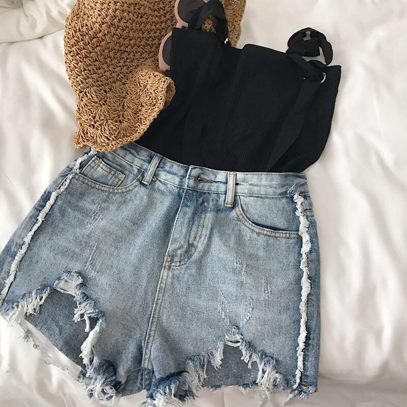 Ripped Off Summer Denim Light Blue Casual Shorts