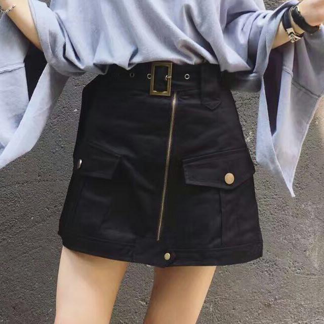 Safari Belt Pockets Above Knee Skirt