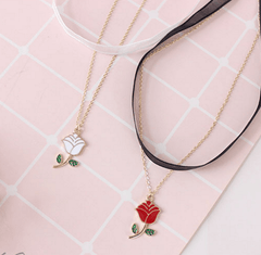 Sale Acrylic Rose Red White Chain Double Lace Choker