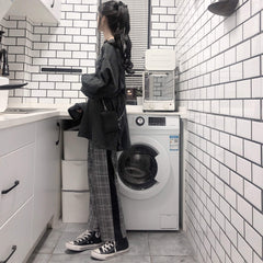 Sale Casual Plaid Internet Girl Trouser Stripe Pants