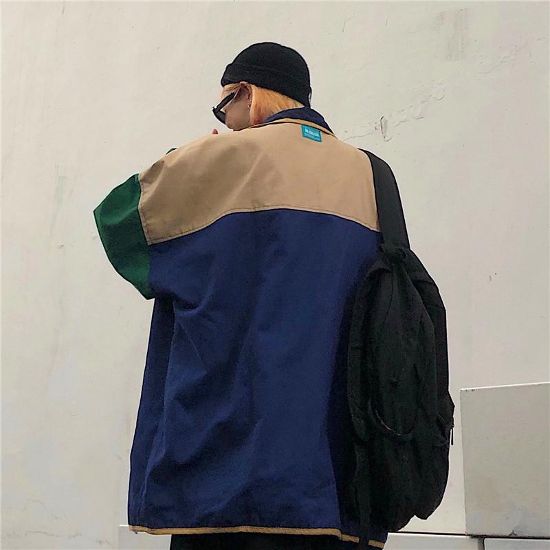 Sale Color Block 90S Windbreaker Double Sided Jacket