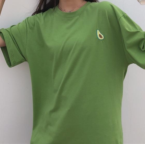 Sale Colorful Fruits Embroideries Oversized T-Shirt
