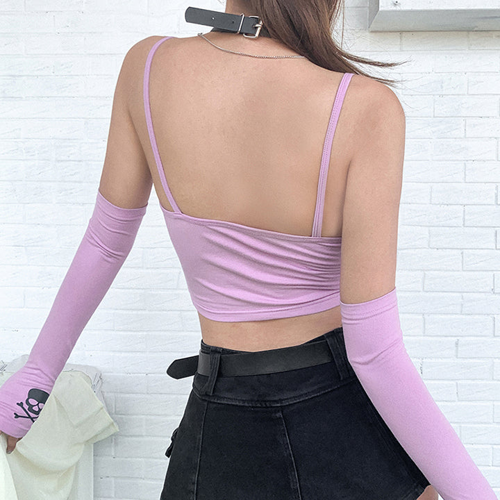 Sale Everyone Sucks But Me Pink Crop Top With Separate Sleeves