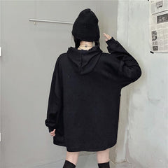 Sale Fake Khaki Vest Piece Oversized Hooded Black Sweatshirt