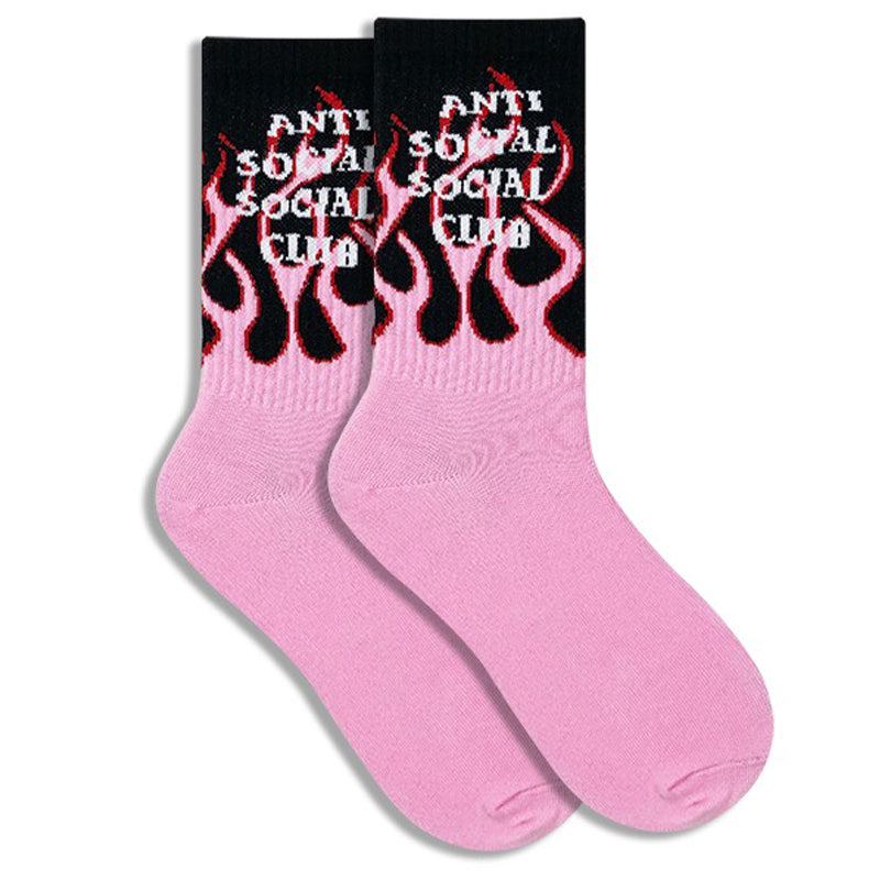 Sale Fire Flame Anti Social Club Cotton Socks