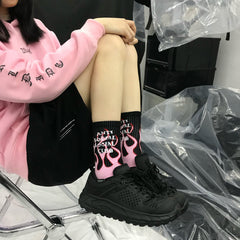 Sale Fire Flame Anti Social Club Cotton Socks