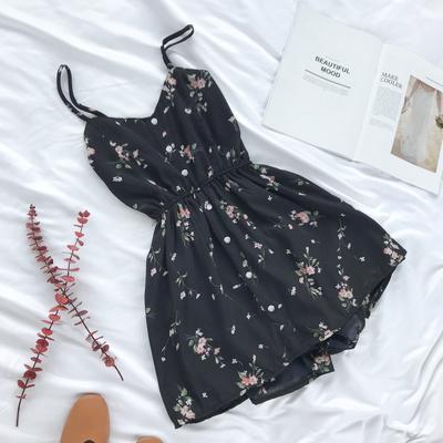 Sale Flower Pattern Summer Light Thin Straps Romper Dress
