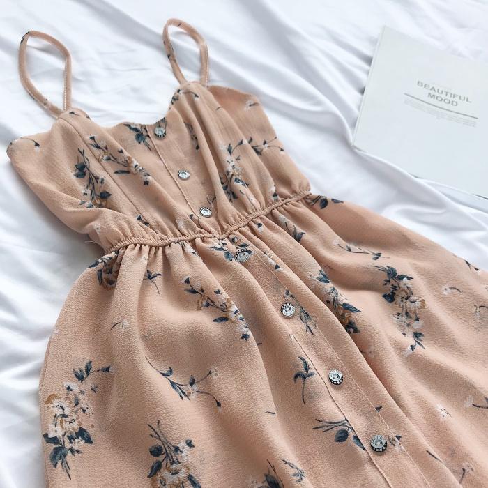 Sale Flower Pattern Summer Light Thin Straps Romper Dress